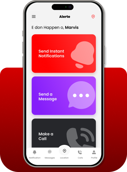 Alerte App interface showing SOS Emergency Button